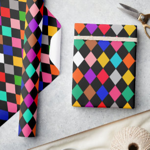 Flerfärgade Harlequin Diamonds Mönster-design Presentpapper