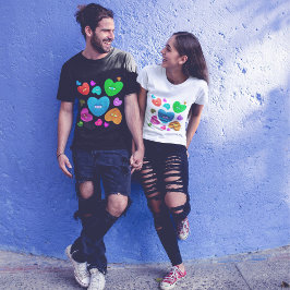 Flerfärgade hearter med Valentineser med ögonboll T Shirt