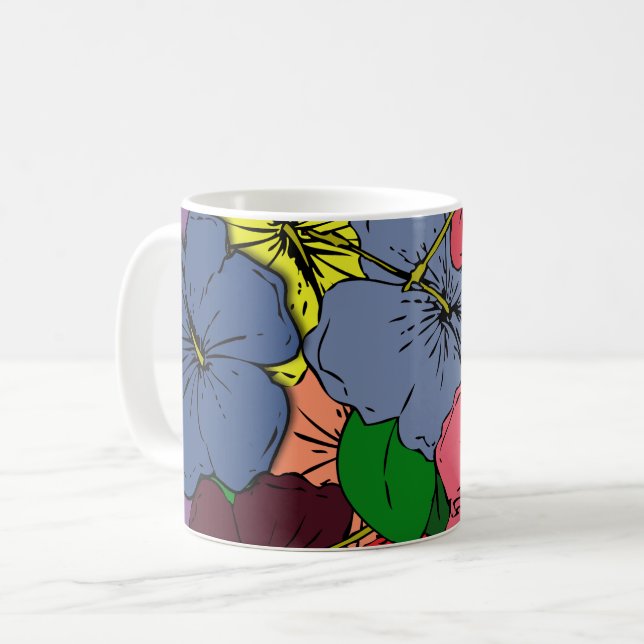 Flerfärgade Hibiscus Flowers #1 Kaffemugg (Framsida vänster)