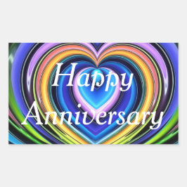 flerfärgade hjärtan rektangulärt klistermärke