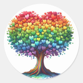 Flerfärgade Hjärtformade Träd-stift Runt Klistermärke