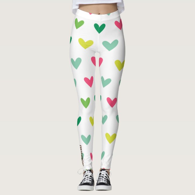 Flerfärgade hjärtpopplights leggings (Framsida)