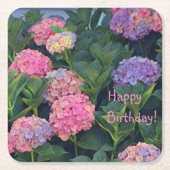 Flerfärgade Hydrangeas Underlägg Papper Kvadrat (Framsidan)