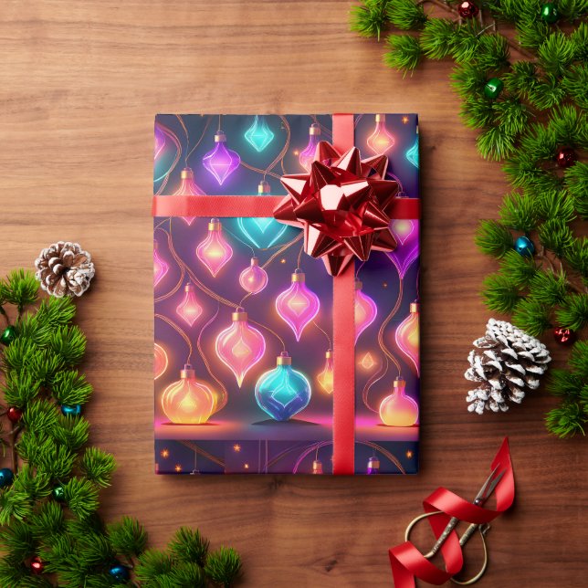 Flerfärgade julbelysningsmönster presentpapper (Julgåva)