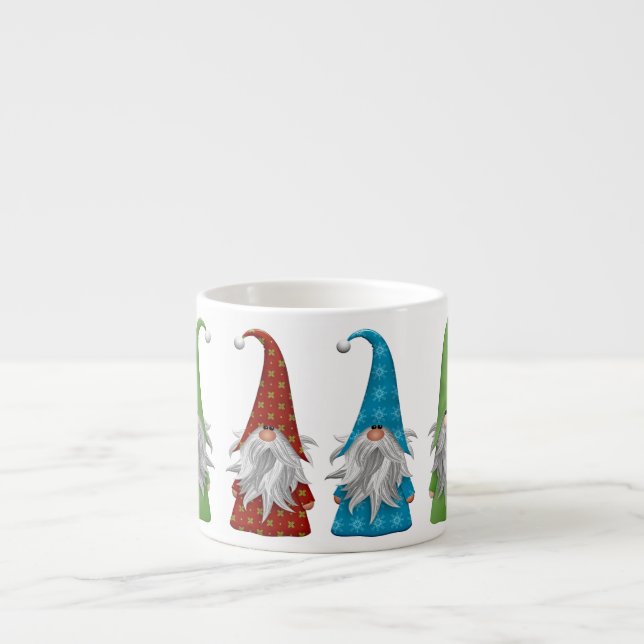 Flerfärgade julgnomar espressomugg (Framsidan)