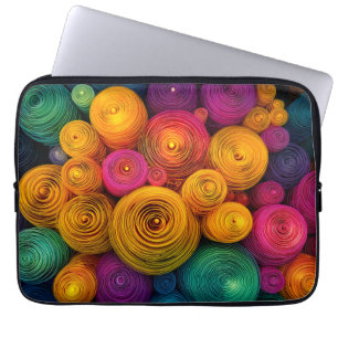 Flerfärgade koncentriska cirklar abstrakt textur laptop fodral