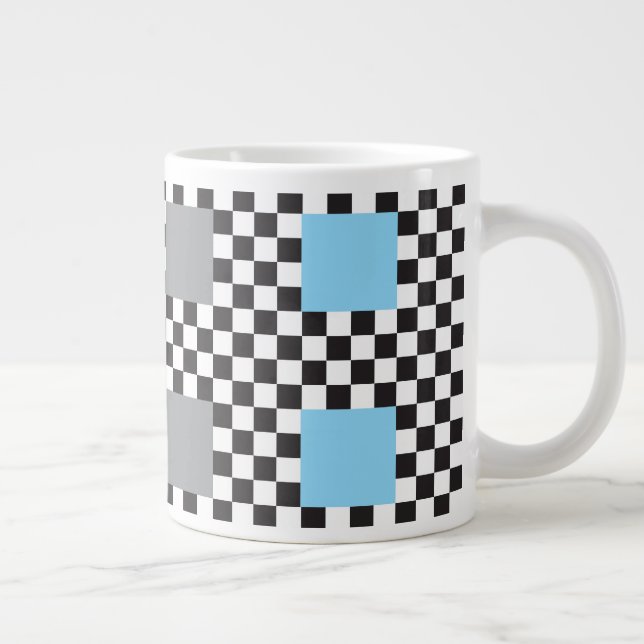 Flerfärgade kryssade Mönster och stora fyrkanter Jumbo Mugg (Höger)