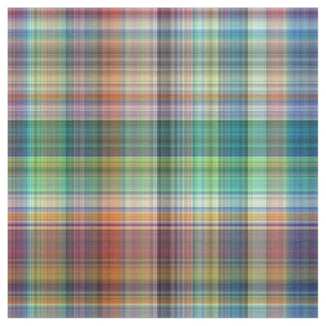 Flerfärgade Madras Pached Rand Print Mönster Tyg (Närbild)