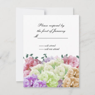 Flerfärgade Peonies Svarskort OSA Kort