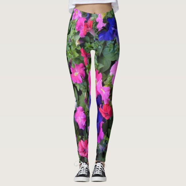 Flerfärgade petunia Leggings (Framsida)