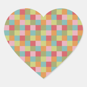 Flerfärgade plattor Quilt-fyrkanter, färgade inlag Hjärtformat Klistermärke
