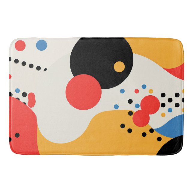 Flerfärgade punkter på en benvit bakgrund badrumsmatta (Framsidan)