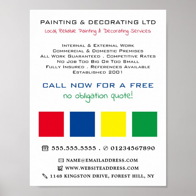 Flerfärgade rutor, målare & dekoratör poster (Framsidan)