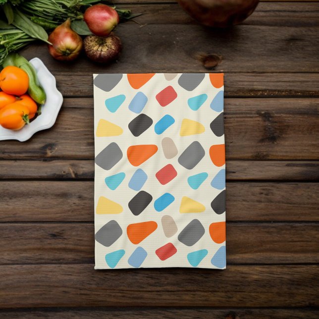 Flerfärgade småsten på vit bakgrund kökshandduk (Kitchen Towel)