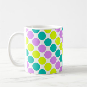 Flerfärgade stora prickar retro sextio kaffemugg