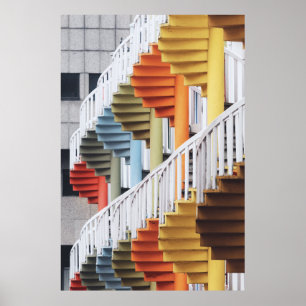 Flerfärgade trappor i spiral poster