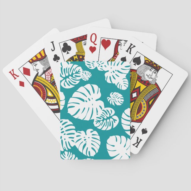 Flerfärgade tropiska blad 3 casinokort (Baksidan)