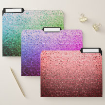 Flerfärgade uppsättningar av filmappar med gnisttä