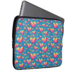 Flerfärgade vattenfärghearter Laptop sleeve
