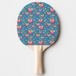 Flerfärgade vattenfärghjärtor Ping Pong Paddle Pingisracket