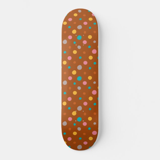 Flerfärgade vattenfärgspunkter 7 mini skateboard bräda 18,5 cm (Framsida)