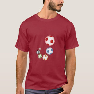Flerfärgade virvlande fotbollar t shirt