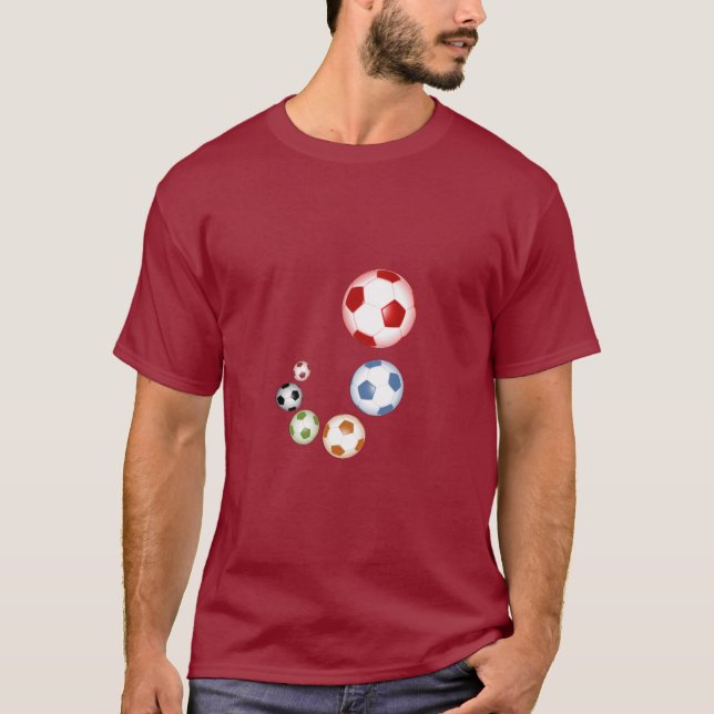 Flerfärgade virvlande fotbollar t shirt (Framsida)