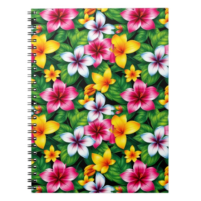 Flerfärgaders blommor och Löv Mönster-57577 Anteckningsbok (Framsidan)