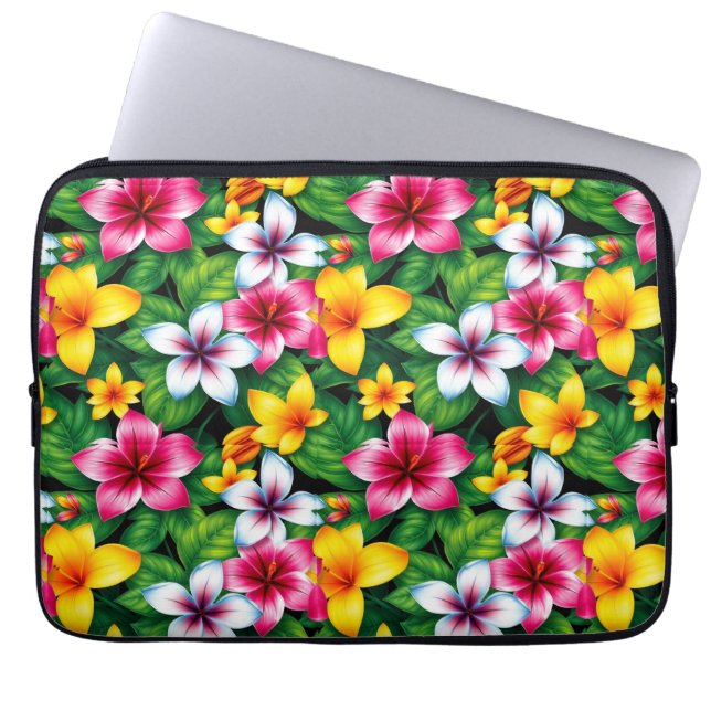 Flerfärgaders blommor och Löv Mönster-57577 Laptop Fodral (Framsidan)