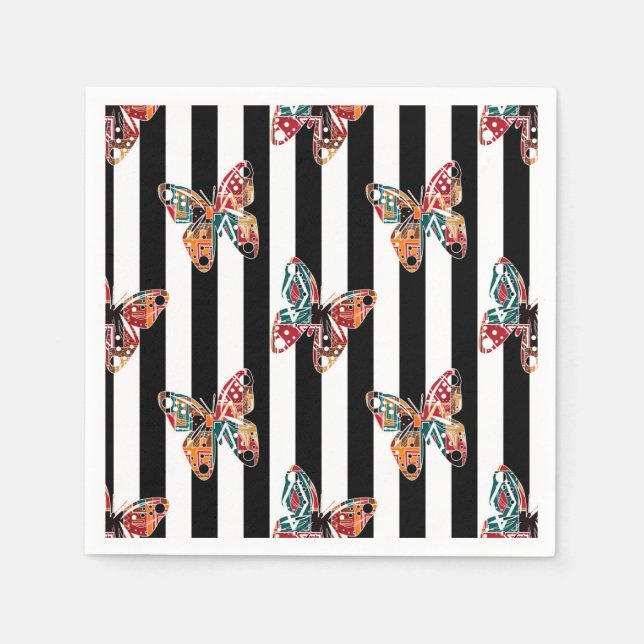 Flerfärgaders fjäril pappersservett (Framsidan)