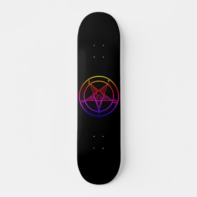 Flerfärgat baphomet-skateboard mini skateboard bräda 18,5 cm (Framsida)