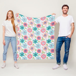 Flerfärgat blomster mönster vit bakgrund fleecefilt