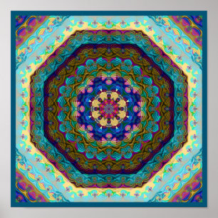 Flerfärgat Fractal Kaleidoscope Poster