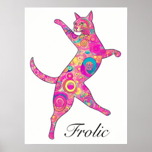 Flerfärgat, froliserande katt poster