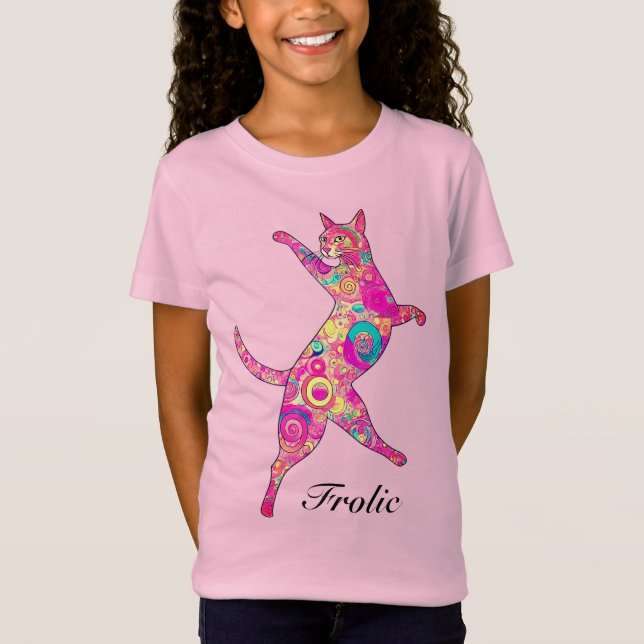 Flerfärgat, froliserande katt t shirt (Framsida)