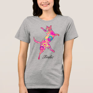 Flerfärgat, froliserande katt t shirt