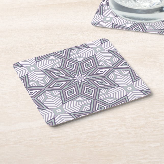 Flerfärgat geometriskt mönster retro underlägg papper kvadrat (Vinklad)