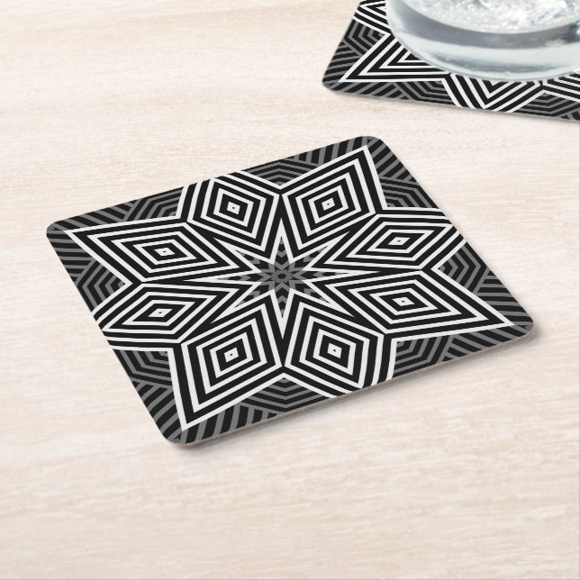 Flerfärgat geometriskt retro-mönster underlägg papper kvadrat (Vinklad)