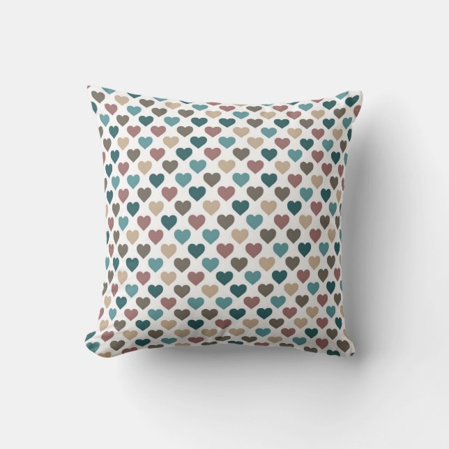 Flerfärgat hjärta/ polka punkt Reversible Pillow Kudde (Framsida)
