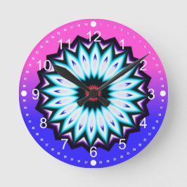 Flerfärgat Kaleidoskop med Rosa och blå övertoning Rund Klocka