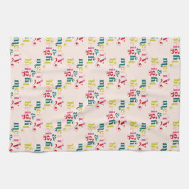 Flerfärgat, modernt, bra och ljus jul kökshandduk