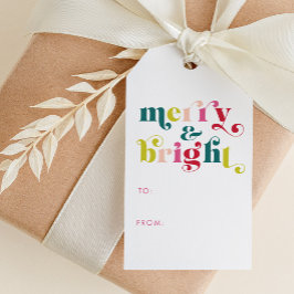 Flerfärgat, modernt, bra och ljus jul presentetikett