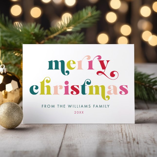 Flerfärgat modernt God jul Helgkort (Multi Colored Modern Merry Christmas Holiday Card)