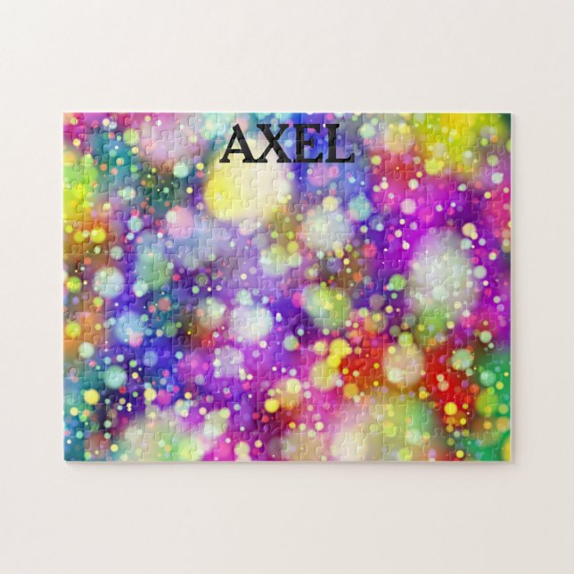 Flerfärgat pussel med personlig barn namn. (Horisontell)