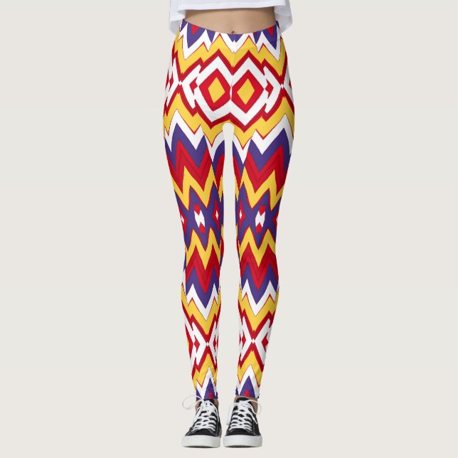 Flerfärgat sicksack-mönster "Ratti_Creative_Arts" Leggings (Framsida)