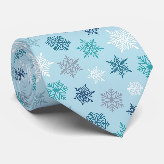 Flerfärgat snöflingemönster – vinter jul slips (Rullad)