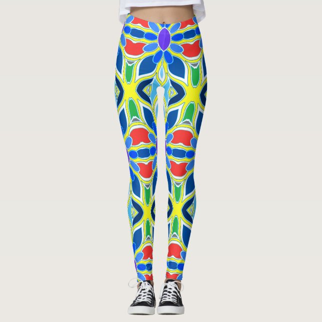 Flerfärgat sömlöst mönster "Ratti_Creative_Arts" Leggings (Framsida)