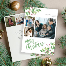 Flerfoto av god jul grodbärsblad julkort