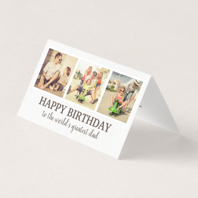 Flerfoto Barn Pet Grattis på födelsedagen Pappa Kort (Framsida)