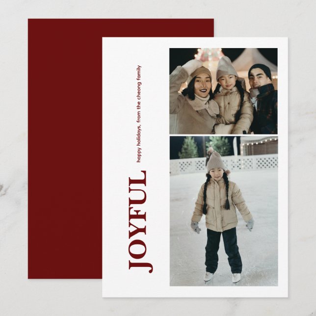 Flerfoto med Roligt för Lodrät Julkort (Fram/baksida)